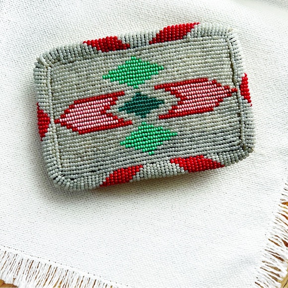 VINTAGE Southwestern Hand Beaded XL Belt Buckle Unisex Western Native - Picture 6 of 6